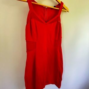 Red Express Strap Dress, mesh sides Size 6